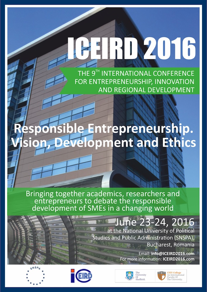 9th International Conference for Entrepreneurship, Innovation and Regional Development (ICEIRD 2016)