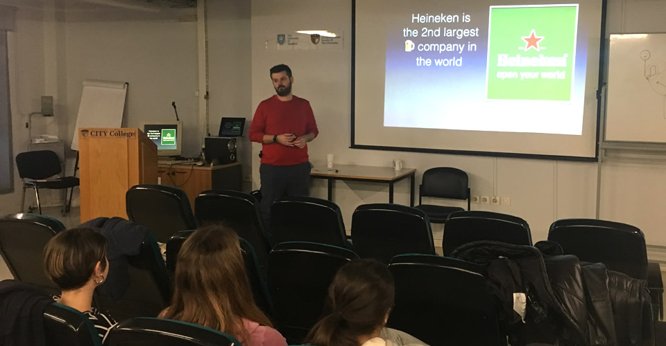 Guest Lecture at the International Faculty CITY College, by Athenian Brewery representative, Mr Nikos Koufokotsios