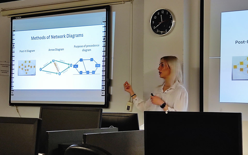 In the lecture, Ms.Kyrtsidou walked the students through the steps of managing multiple parallel work projects